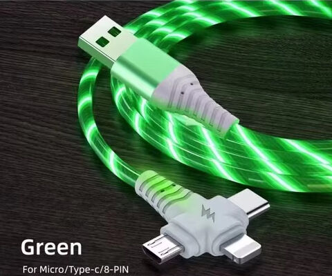 Hot sale factory price 3 in 1 USB cable to light up at night and date transfer shining cable