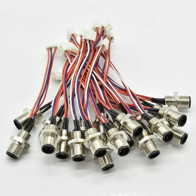 IP67 Waterproof D Code Male Aviation Cable M12 4 Pin Cable Threaded Coupling