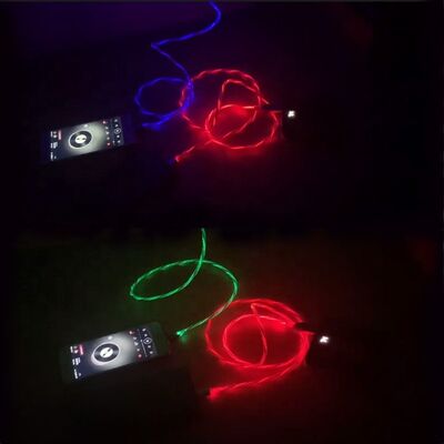 Fast Charging Cable 3 IN 1 Type C 3A  LED Colorful Charging USB Cable Lightning Flashing Cable