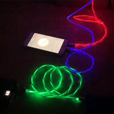 Fast Charging Cable 3 IN 1 Type C 3A  LED Colorful Charging USB Cable Lightning Flashing Cable