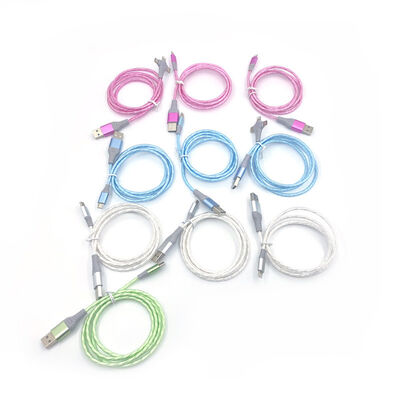 Fast Charging Cable 3 IN 1 Type C 3A  LED Colorful Charging USB Cable Lightning Flashing Cable