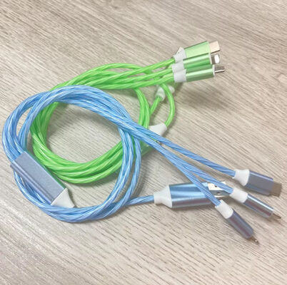 Hot sale factory price 3 in 1 USB cable to light up at night and date transfer shining cable