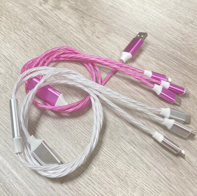 Hot sale factory price 3 in 1 USB cable to light up at night and date transfer shining cable