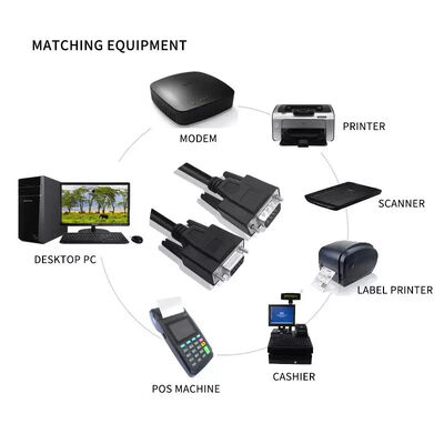 9 Cores 15 Cores 25 Cores 9 Pin Null Modem Cable RS232 Printer Cable