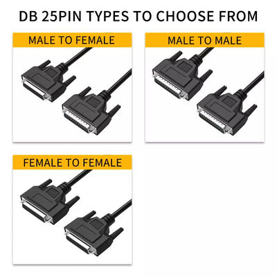 D-Sub 25 Pin Connector Db25 To Db25 Parallel Communication Cables Male To Female