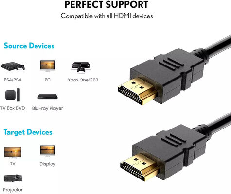 PVC CCS 18gbps 3m Gold Plated 4k HDMI Cable For Multimedia