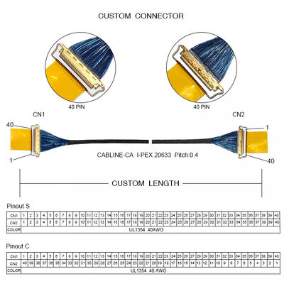 OEM ODM VDE SAA CB 40 Pin Lcd Cable Ipex 40pin 20633-240T-01S