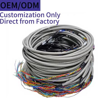 Custom Length 400MM 450MM 500MM Multi-Core Terminal Block Copper Wiring Harness, DIN Rail Plug-in Connector Cable Assembly